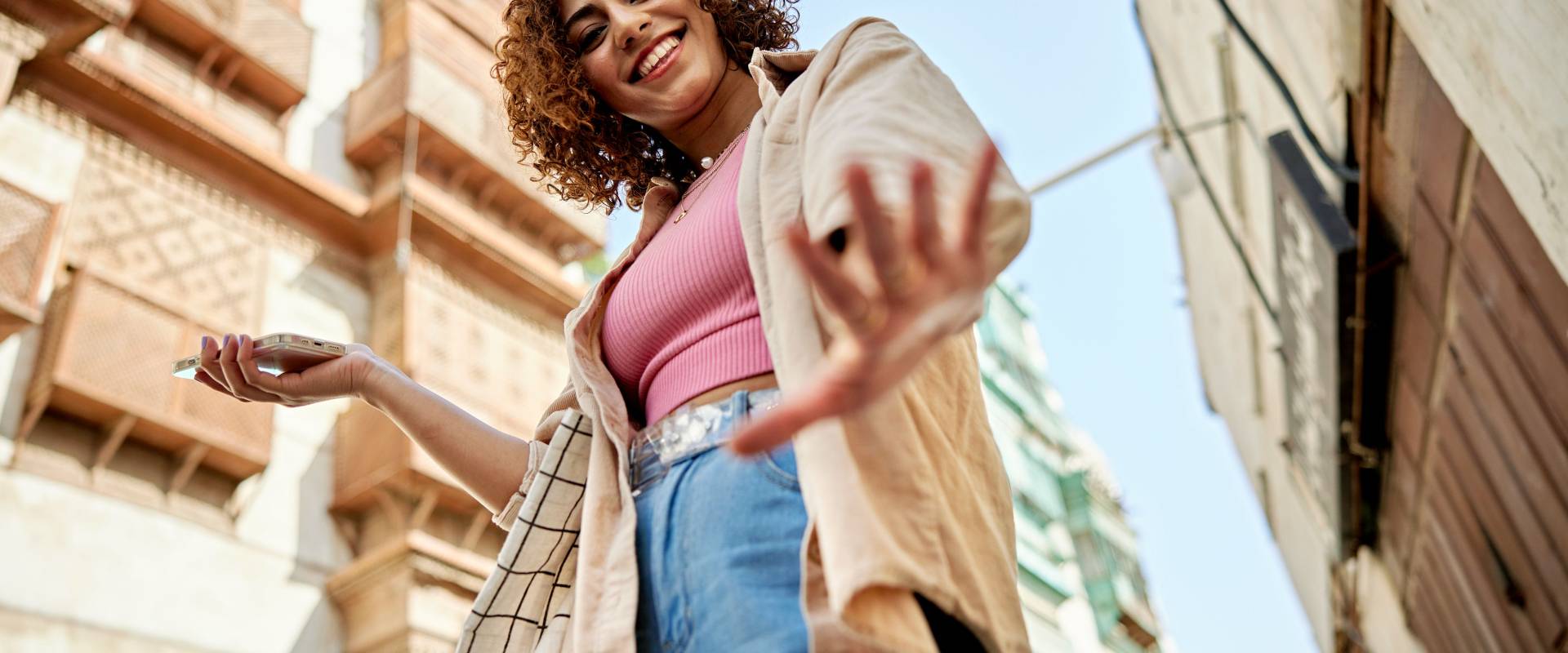 An influencer creating tourism content