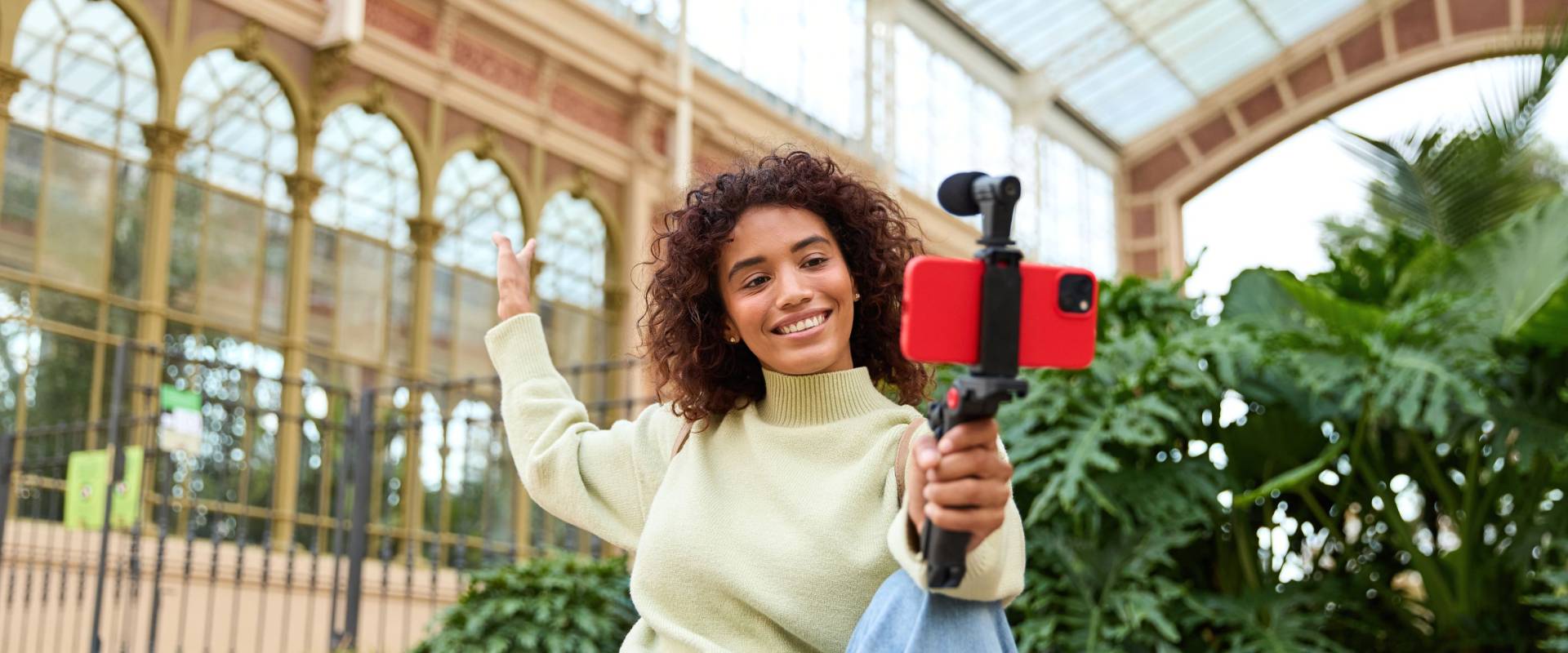 An influencer creating content in a tourism destination